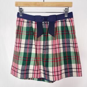 Vineyard Vines 0 Tartan Plaid Bow Mini Skirt Wool Blend Holiday Red Blue Green
